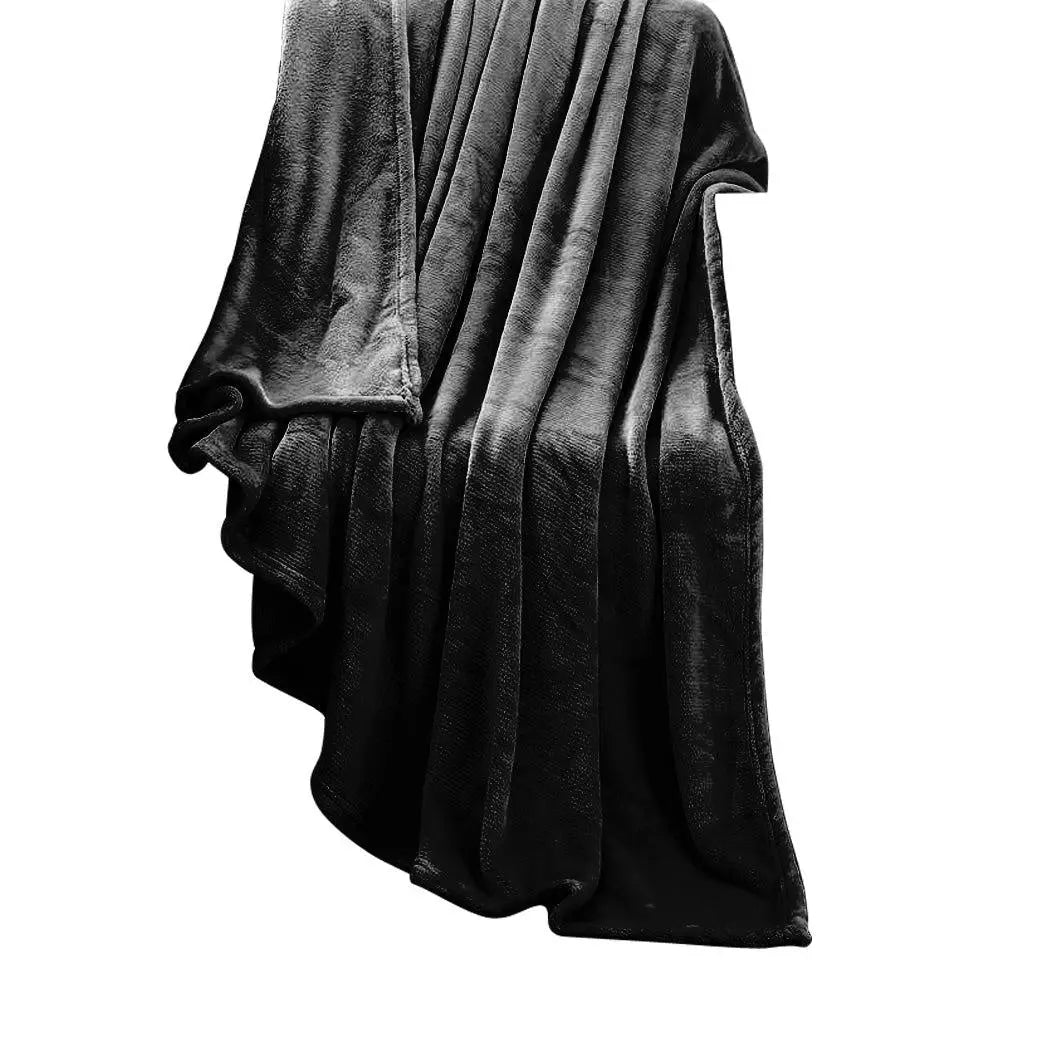 DreamZ 320GSM Ultra Soft Mink Blanket in Black, showcasing its plush texture and generous size, perfect for cozying up.